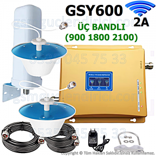 GSY600 Üç Bandlı Gsm Sinyal Güçlendirici - 2 İç Antenli