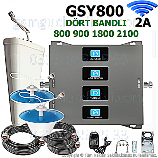 GSY800 Dört Bandlı Gsm Sinyal Güçlendirici - 2 İç Antenli