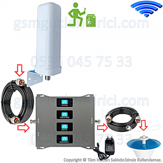 GSY800 Dört Bandlı Gsm Sinyal Güçlendirici - 2 İç Antenli