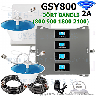 GSY800 Dört Bandlı Gsm Sinyal Güçlendirici - 2 İç Antenli