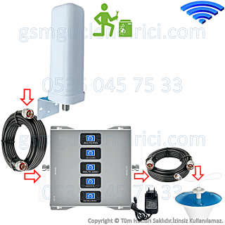 GSY1000 Beş Bandlı Gsm Sinyal Güçlendirici - 2 İç Antenli